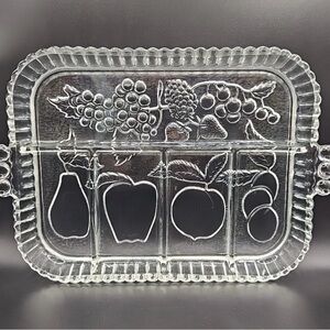 Vintage Indiana relish Clear Glass Divided Serving Tray